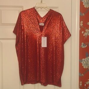 NWT Gorgeous sparkly red blouse!  Perfect for Christmas!! Size medium!